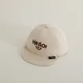 Gorra de béisbol de algodón beige para bebé con bordado Hello y visera suave para niños - Talla Bebé (48-50cm) / Beige