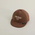 Gorra de béisbol marrón para niños con bordado de sonrisa Hello y ala suave - Talla Bebé (48-50cm) / Café Claro