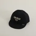 Black cotton baby baseball cap with Hello smile embroidery and soft brim for toddlers - Baby Size (48-50cm) / Black
