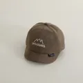 Dark coffee brown short brim baby baseball cap with mountain embroidery and suede texture - Infant 48-50CM / Light Coffee