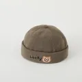 Detail of corduroy melon cap with Lucky embroidery and cute bear patch decoration - Toddlers 2-5 Years 50-52CM / Light Coffee