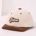 Casquette de baseball en velours côtelé beige et marron avec broderie Falcon pour bébés - Beige (Style 3)