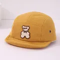 Ginger yellow corduroy baby baseball cap with embroidered bear patch and soft brim - 46-48cm / Yellow Bear Style