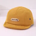 Kids yellow corduroy baseball cap with nice day embroidery and soft brim for autumn - 46-48cm / Yellow NICE DAY Style