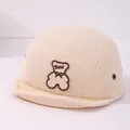 Beige corduroy baby baseball cap with cute bear embroidery and soft peak design - 46-48cm / Beige Bear Style