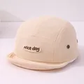 Beige corduroy baby baseball cap with 'nice day' embroidery and soft brim - 46-48cm / Beige NICE DAY Style