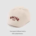 Detail of Boston 1630 embroidery on cream corduroy beret hat for children - Letter Embroidery Beret (TJZQ04) / Beige