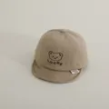 Beige Baby-Baseballkappe mit Bärenstickerei und Lucky-Schriftzug aus Baumwolle - Khaki
