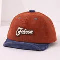Casquette de baseball en velours côtelé orange et bleu pour enfant - Rouge Jujube (Style 3)
