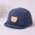 Casquette de baseball bébé en velours côtelé bleu marine avec écusson ours en peluche doux - 46-48 cm / Style Ours en Peluche Bleu