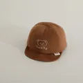 Braune Baby-Baseballkappe aus Baumwolle mit Lucky-Stickerei und Bären-Patch für den Winter - Dunkelbraun
