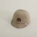 Infant khaki soft baseball cap with embroidered M letter and side woven label - 46cm-48cm / Khaki
