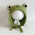Grüne Frosch-Strickmütze für Kinder mit großen Augen und praktischem Ohrenschutz - Kinder 50-52CM Ca. 3-7 Jahre Alt / Obstgrün