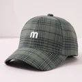 Cappellino da baseball a quadretti verdi per bambini con ricamo m in stile vintage - 50-54cm (3-10 Anni) / Quadri Verdi