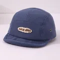 Casquette en velours côtelé bleu marine pour enfants avec patch brodé 'nice day' - 46-48 cm / Style NICE DAY Bleu