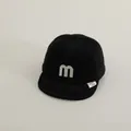 Kids black waffle knit baseball cap with white M letter embroidery and soft brim - 46cm-48cm / Black