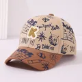 Kinder Vintage Graffiti Baseballkappe mit K-Patch in Khaki und Braun Kontrastfarben - Kinder 2-6 Jahre 48-52CM / Khaki