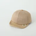 Khaki baby baseball cap in faux suede and corduroy for winter warmth and soft texture - Khaki