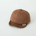 Brown toddler baseball cap featuring suede fabric and dark brown corduroy brim - Dark Coffee