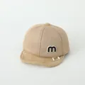 Beige infant baseball cap with velvet M patch and corduroy brim for 0-3 years - 0-36 Months (45-48cm) / Letter M Style Khaki