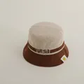 Bob en velours côtelé beige et marron pour enfants avec écusson brodé YES - 50-52cm (2-6 ans) / Café Foncé