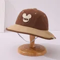 Warm corduroy children's bucket hat with brown and beige patchwork design - 50-52cm / Mouse Orange Coffee