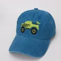 Kids vintage blue baseball cap featuring a yellow monster truck embroidery - 48-53cm / Lake Blue