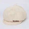 Close-up of cream canvas baby beret with Niceu embroidery and smiling face detail - 1-4 Years (46-48cm) / Beige