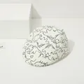 White cotton baby duckbill cap with cute black hand-drawn dinosaur prints and hearts - Toddlers 2-6 Years Old 48-52cm / Off-White with Dark Black Dinosaur Pattern