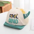 Cute beige baby mesh baseball cap with green dinosaur embroidery and sun protection - Grass Green/Letter Antennas