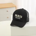 Casquette baseball enfant noire PARIS ORIGINAL avec filet respirant et broderie - 48-52cm / Noir