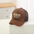 Casquette de baseball en filet marron avec broderie PARIS ORIGINAL sur fond blanc - 48-52cm / Café Foncé