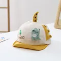 Detail of baby dinosaur baseball cap featuring 3D spikes and hello embroidery - 0-36 Months (46-48CM) / Yellow