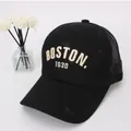 Kids black trucker hat with BOSTON 1630 embroidery and breathable mesh back - 48-52cm / BOSTON Black