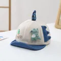 Detail of baby baseball cap featuring 3D cartoon dinosaur and hello embroidery - 0-36 Months (46-48CM) / Blue