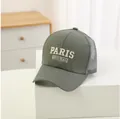 Kids' olive green and grey mesh baseball cap with Paris Original 3D embroidery detail - 48-52cm / Paris Army Green