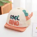 Breathable baby baseball cap in beige mesh featuring a cute dinosaur and Dino embroidery - Orange/Letter Antennas