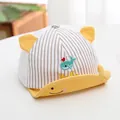 Yellow striped mesh baby baseball cap with 3D ears and whale embroidery detail - Yellow/Fish Stripe