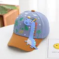 Kids baseball cap featuring a blue and yellow color block design with a cute dinosaur icon - Toddler Kids (48-53CM) / Giraffe Blue
