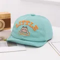 Mint green baby baseball cap with LITTLE CHILD text and cute cartoon cat embroidery - Cartoon Cat Green