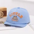 Light blue infant baseball cap featuring cute cartoon cat and Little Child embroidery - Blue Cartoon Cat