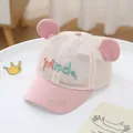 Pink toddler baseball cap with cute bear ears and breathable mesh for summer sun protection - 48-52cm / Style 3 Pink
