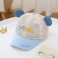 Light blue and cream mesh baby baseball cap with bear ears and panda embroidery - 48-52cm / Style 3 Blue