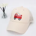 Casquette filet enfant crème avec broderie camion de pompiers pour 2-7 ans - 47-52cm / Gros Camion Beige