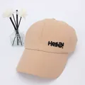 Casquette de baseball kaki pour bébé avec broderie Hello sourire et joli nœud - HELLO Sans Calotte / Kaki