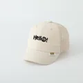 Kids beige mesh baseball cap with Hello embroidery and breathable sun protection style - 2-5 Years Old / Beige Rainbow Stitching Style