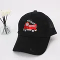 Casquette de baseball noire à filet pour enfants avec broderie camion de pompiers - 47-52cm / Gros Camion Noir
