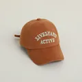 Kids baseball cap in caramel brown with white LIVELY AND ACTIVE embroidery - Kids One Size / Orange Brown