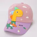 Berretto bimbi rosa e viola con dinosauro 3D e stampa skater sulla visiera curva - Stile 1 Rosa