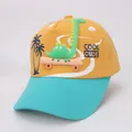 Cappellino bimbo giallo e blu con dinosauro 3D verde e motivo con lo skateboard - Stile 2 Giallo